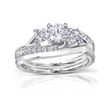 3-Stone Round Brilliant Bridal Set 1ct TDW