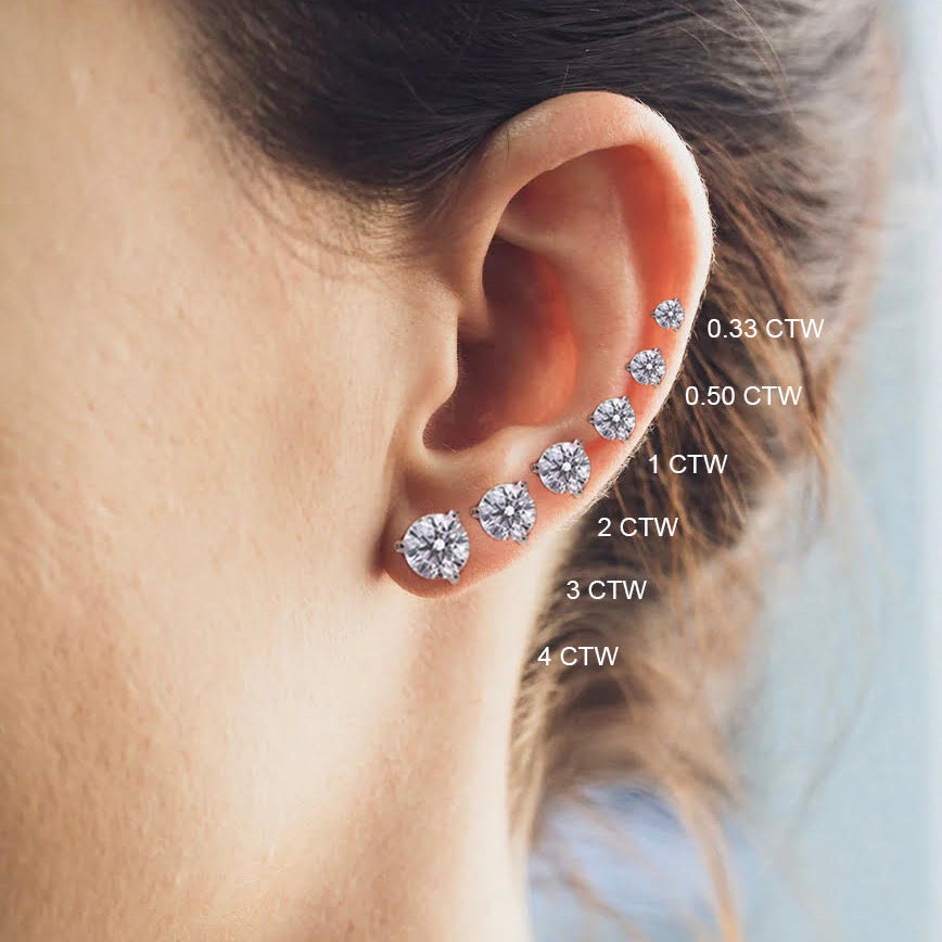 Moissanite 3-Prong Charlotte Studs