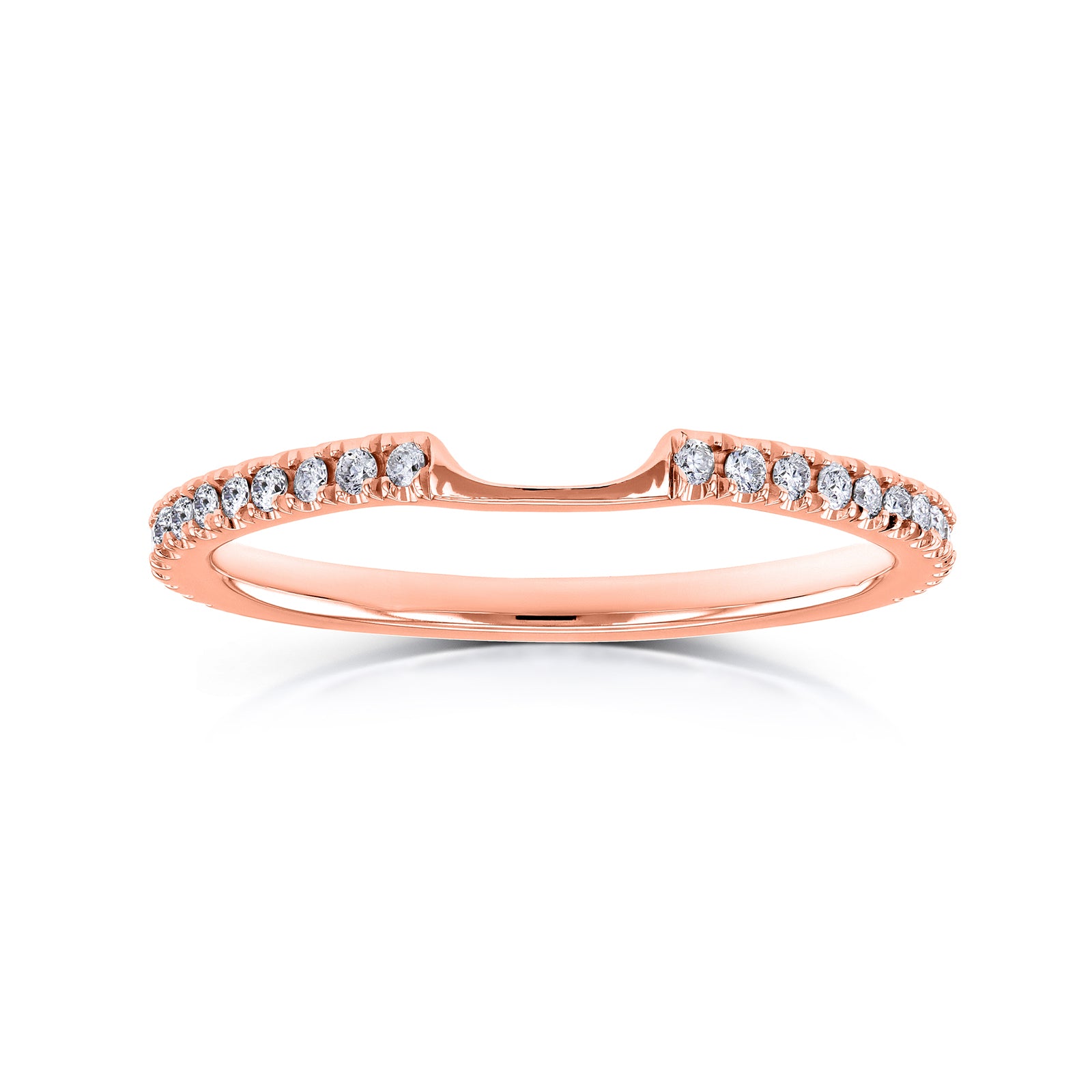 Notched Diamond Wedding Band in rose gold