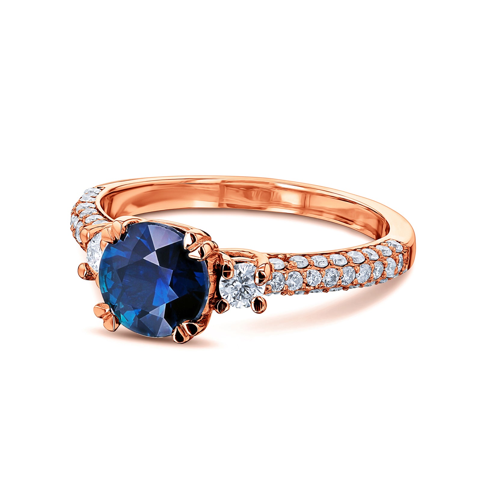 1.45 Carat Sapphire 3-Stone Micro-Pavé Ring