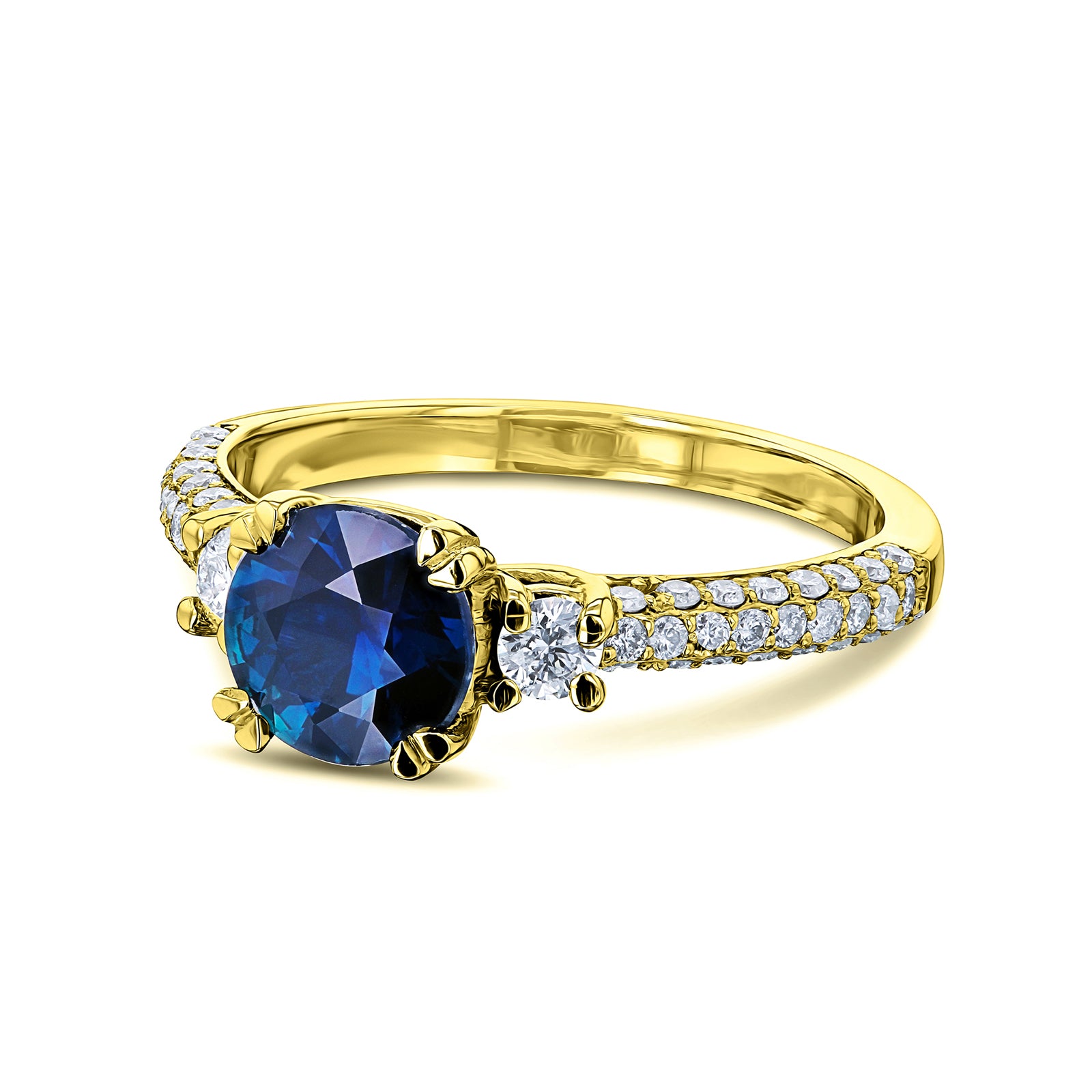 1.45 Carat Sapphire 3-Stone Micro-Pavé Ring