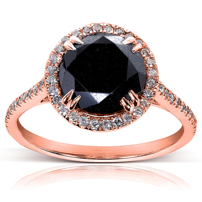 3.8 Carats Total Black Centered Diamond Ring