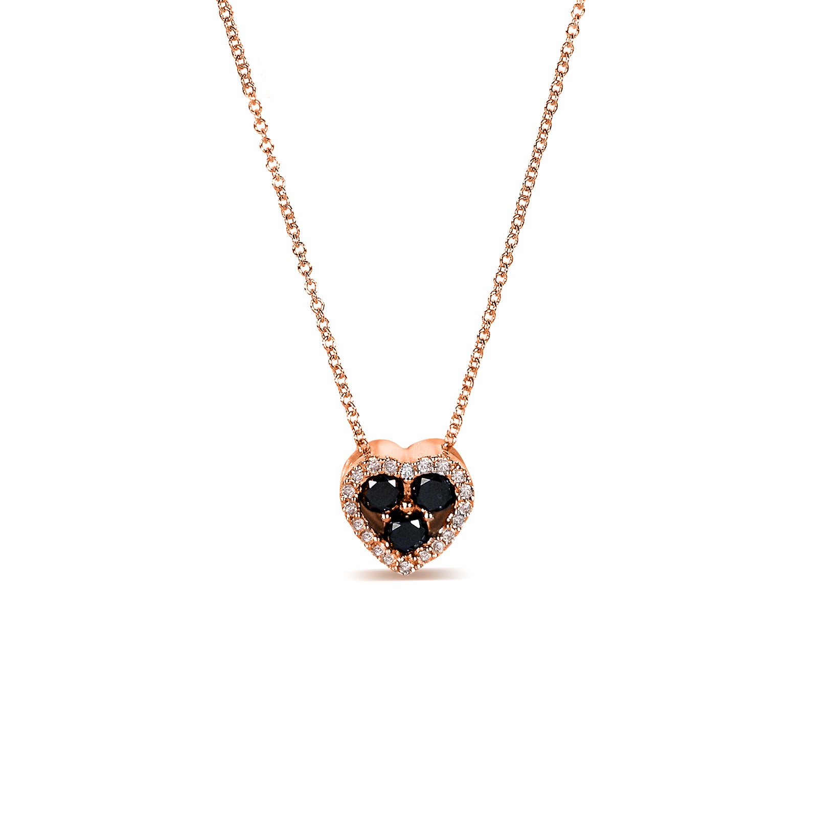 0.4 Carat Black Diamond Heart Necklace in Rose Gold