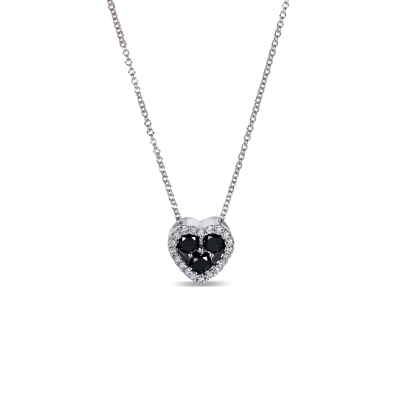 0.4 Carat Black Diamond Heart Necklace in White Gold