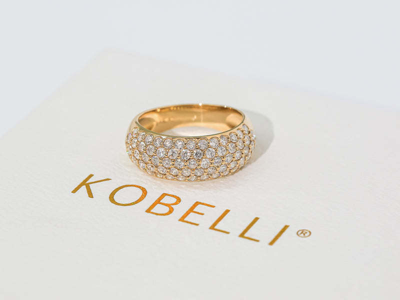 Domed Pavé Diamond Puff Band 1-1/4 Carats TDW in 14K Gold