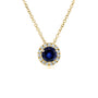 5 mm Sapphire Halo Risa Necklace - yellow gold option