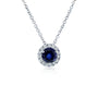 5 mm Sapphire Halo Risa Necklace - white gold option