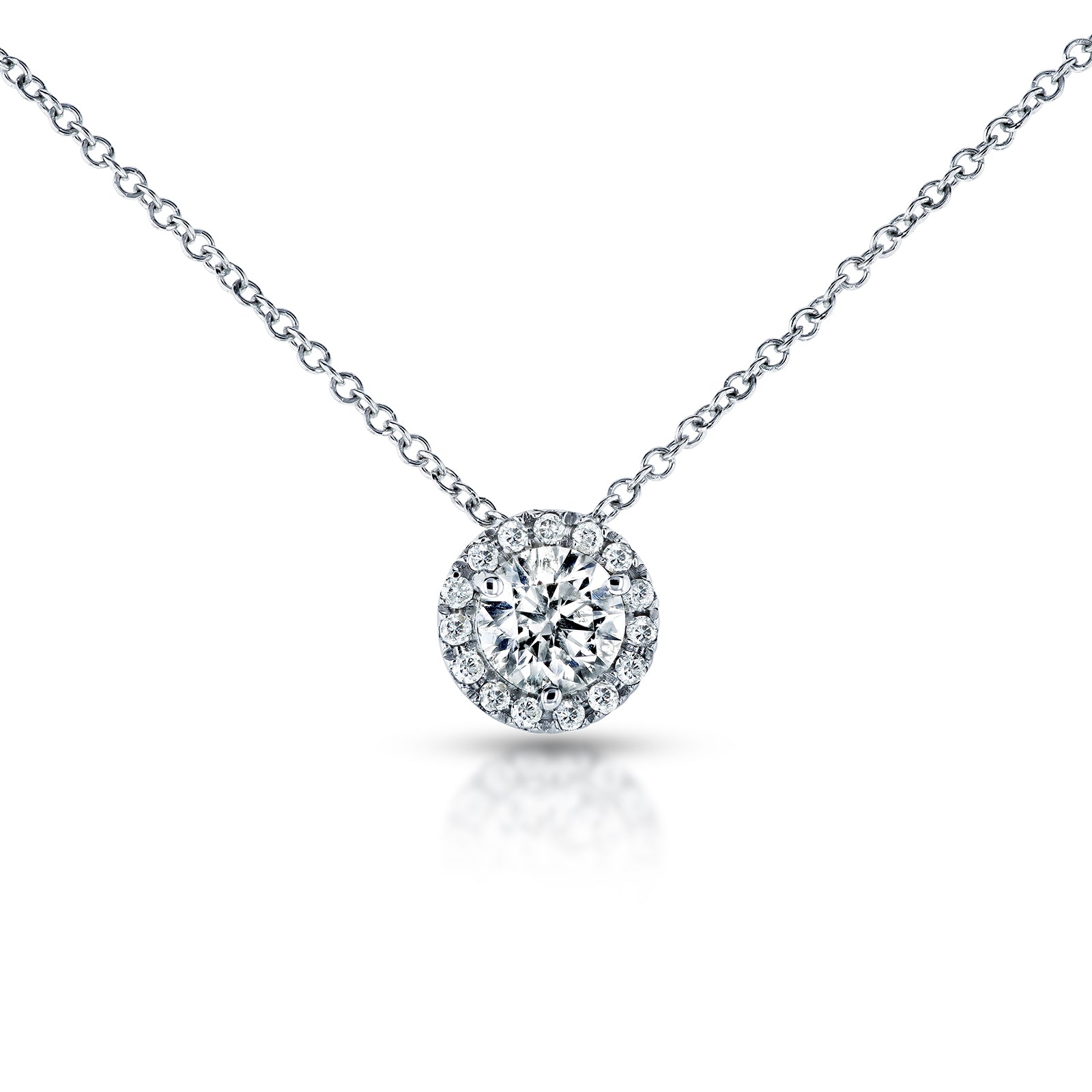 0.58 Carat Natural Diamond Halo Risa Necklace