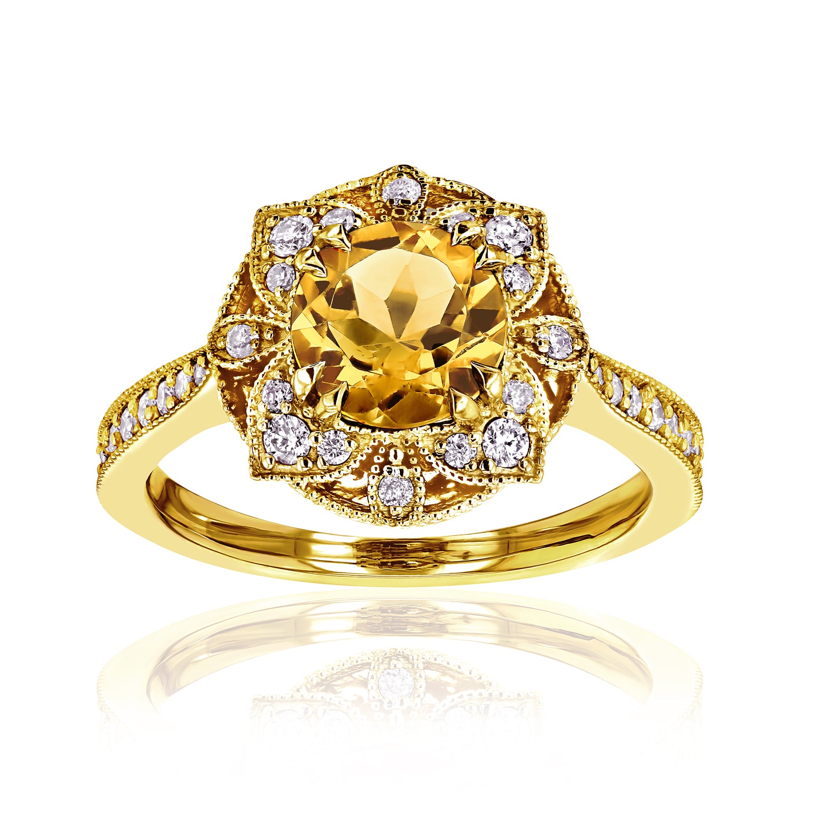 1.25 Carat Peach Citrine Floral Halo Nalani Ring