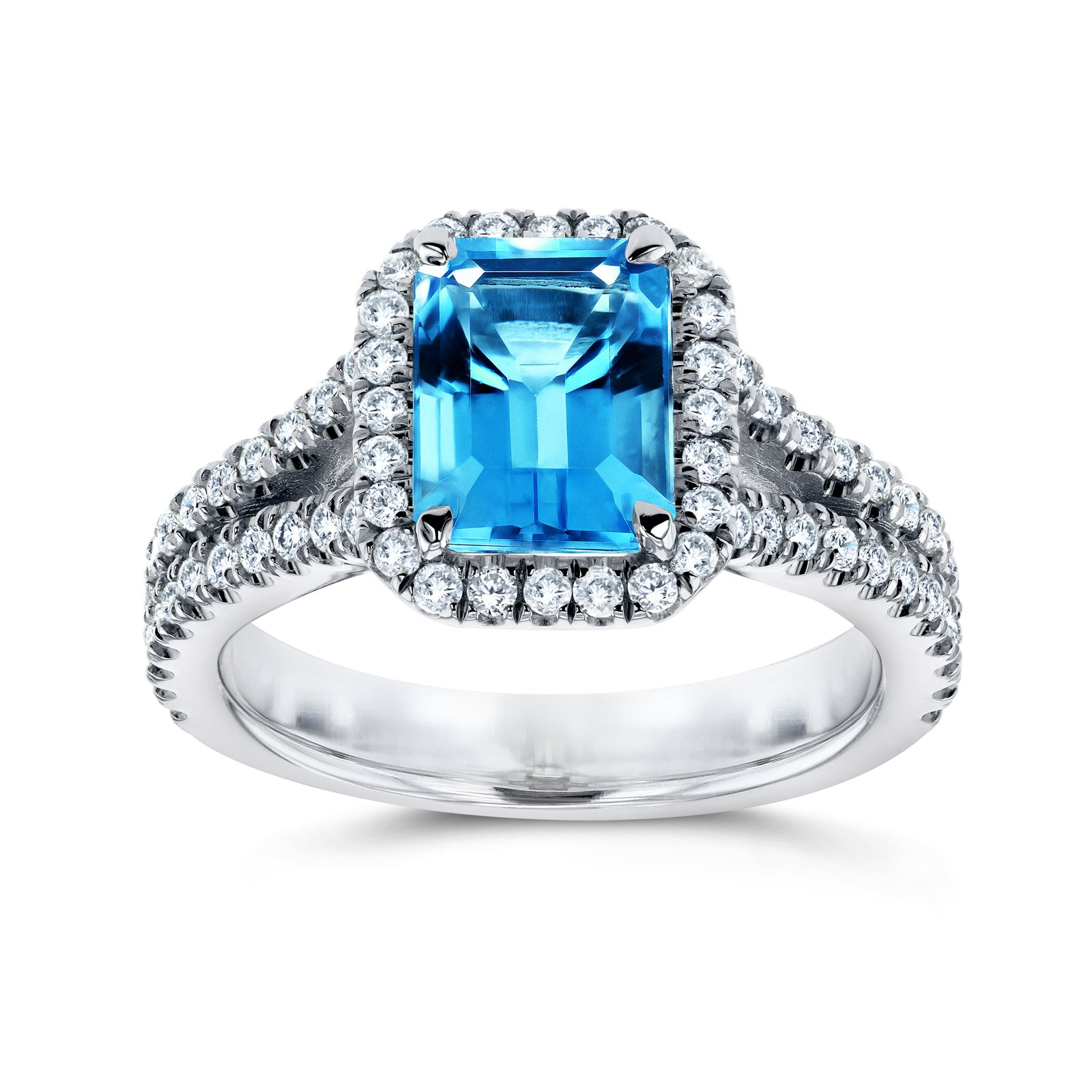 2 Carat Swiss Blue Topaz Split Ring