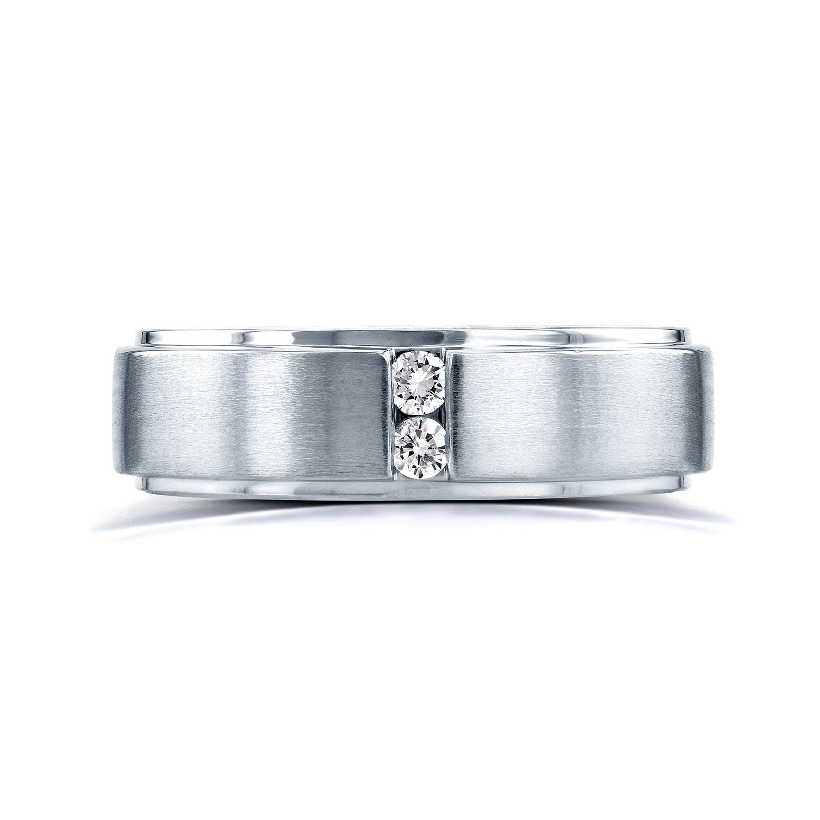 0.12 Carat Natural Diamond Wide 2-Stone Satin Matte Jordan Ring