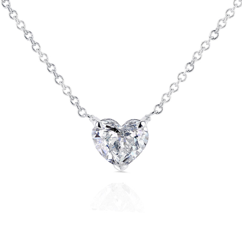 Floating Heart Diamond Necklace 3/4 CTW in 14K White Gold (Certified, SI)