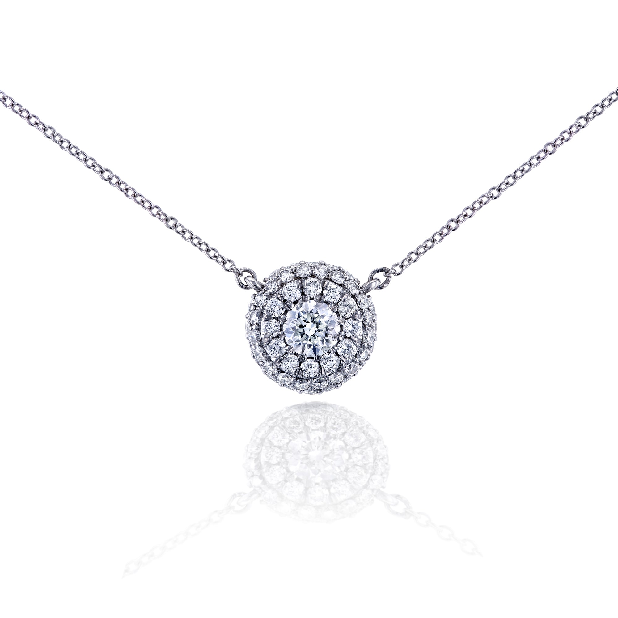 0.8 Carat Natural Diamond Domed Cluster Necklace
