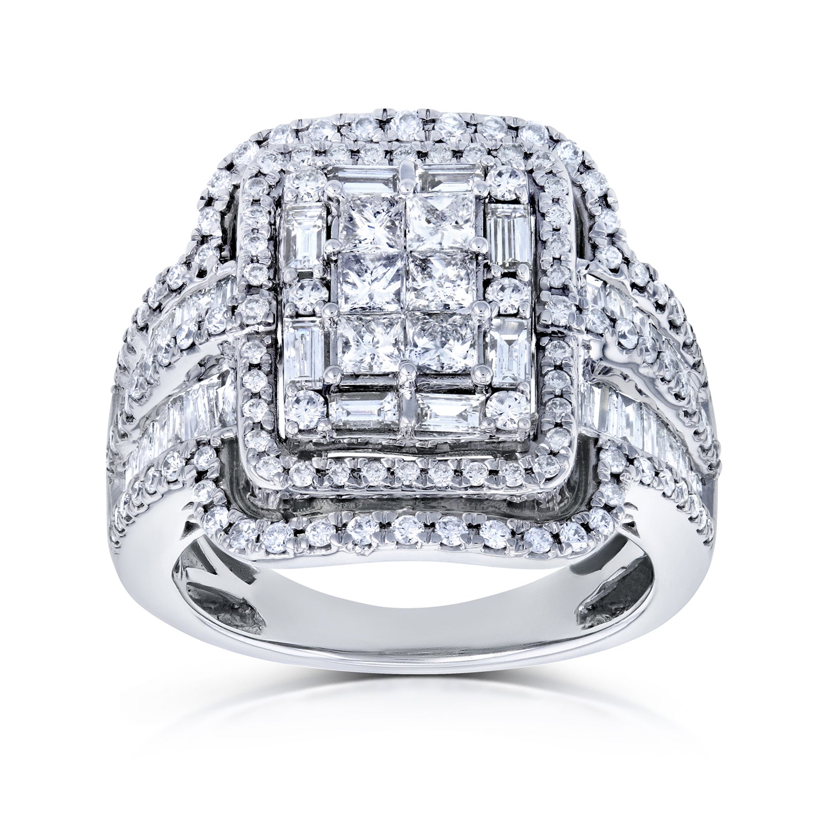 2 Carat Natural Diamond Rectangular Cluster Élodie Ring