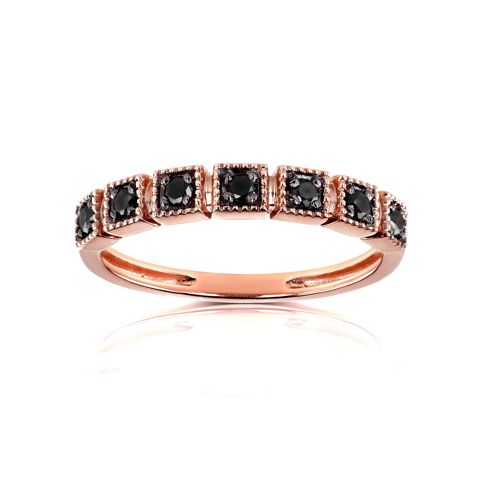 0.15 Carat Black Diamond Square Pattern Ring