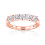 row of five round stones on rose gold band