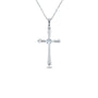 Diamond Accent Flare Cross Necklace in White Gold