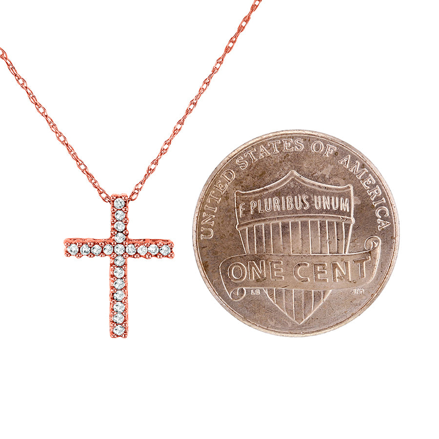 0.1 Carat Natural Diamond Mini Cross Necklace