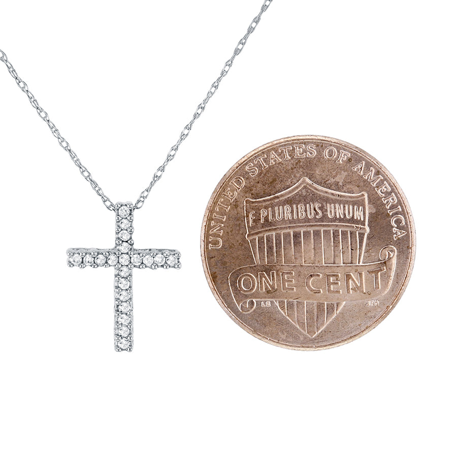 0.1 Carat Natural Diamond Mini Cross Necklace