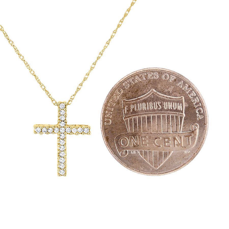 0.1 Carat Natural Diamond Mini Cross Necklace