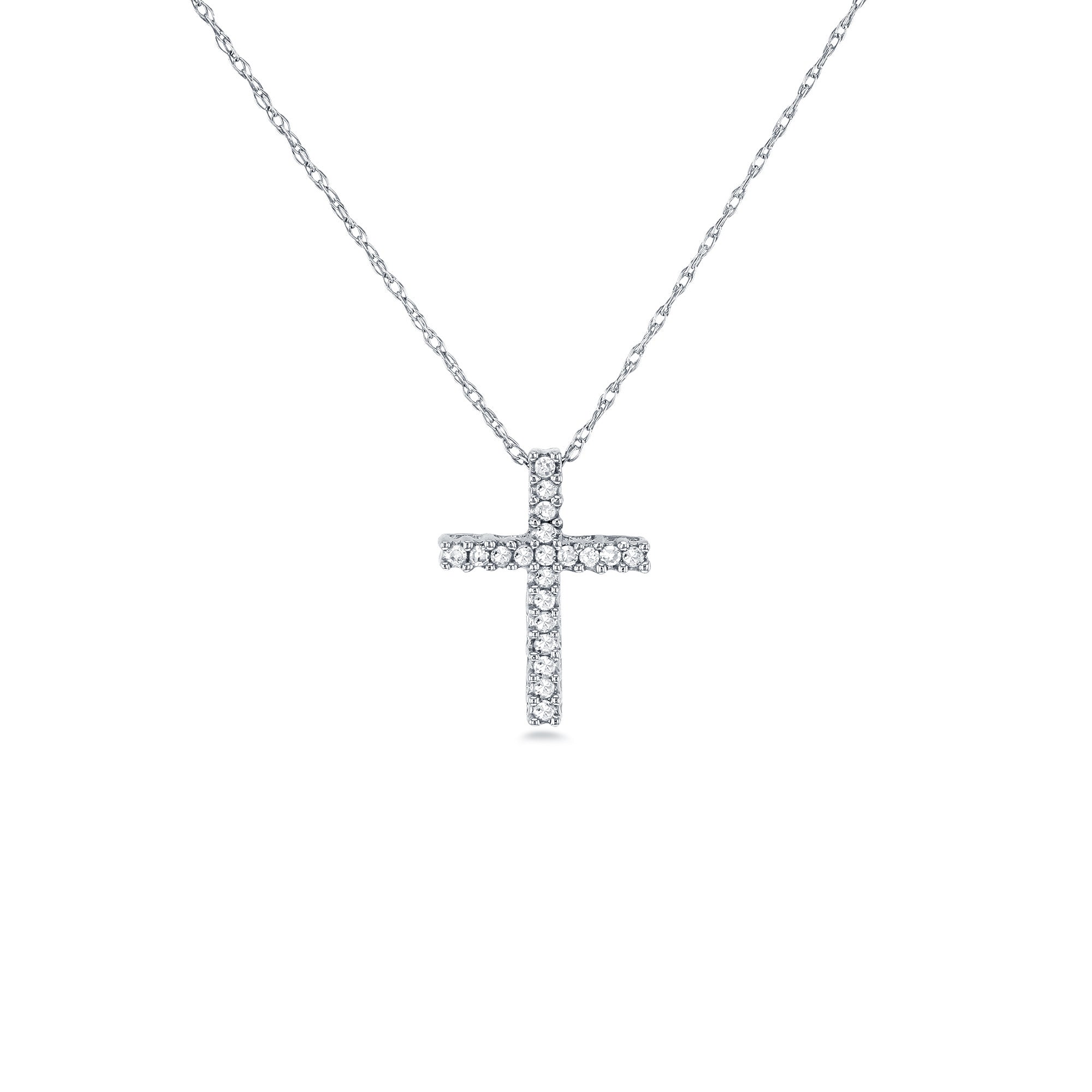 0.1 Carat Natural Diamond Mini Cross Necklace