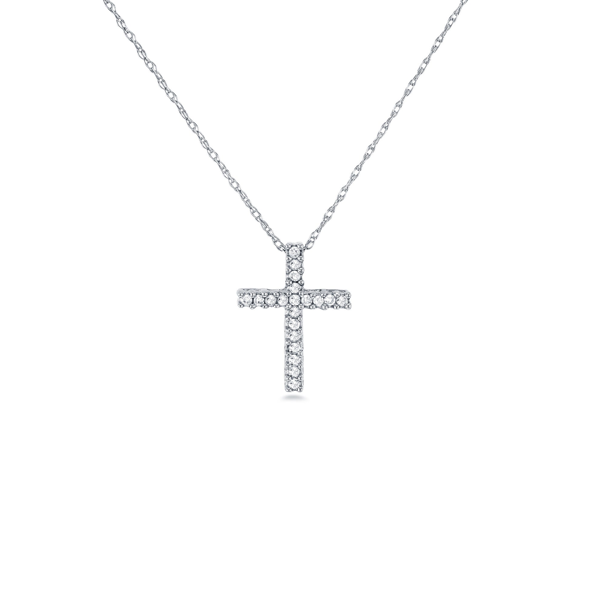 0.1 Carat Natural Diamond Mini Cross Necklace