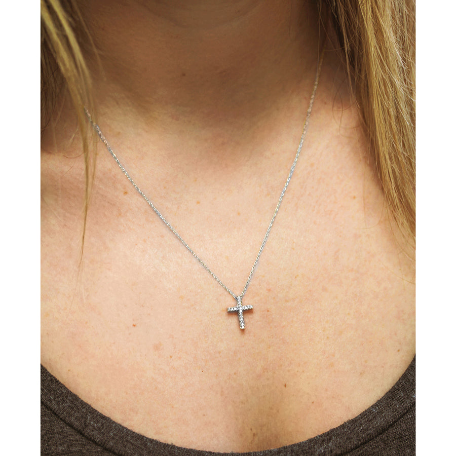 0.1 Carat Natural Diamond Mini Cross Necklace