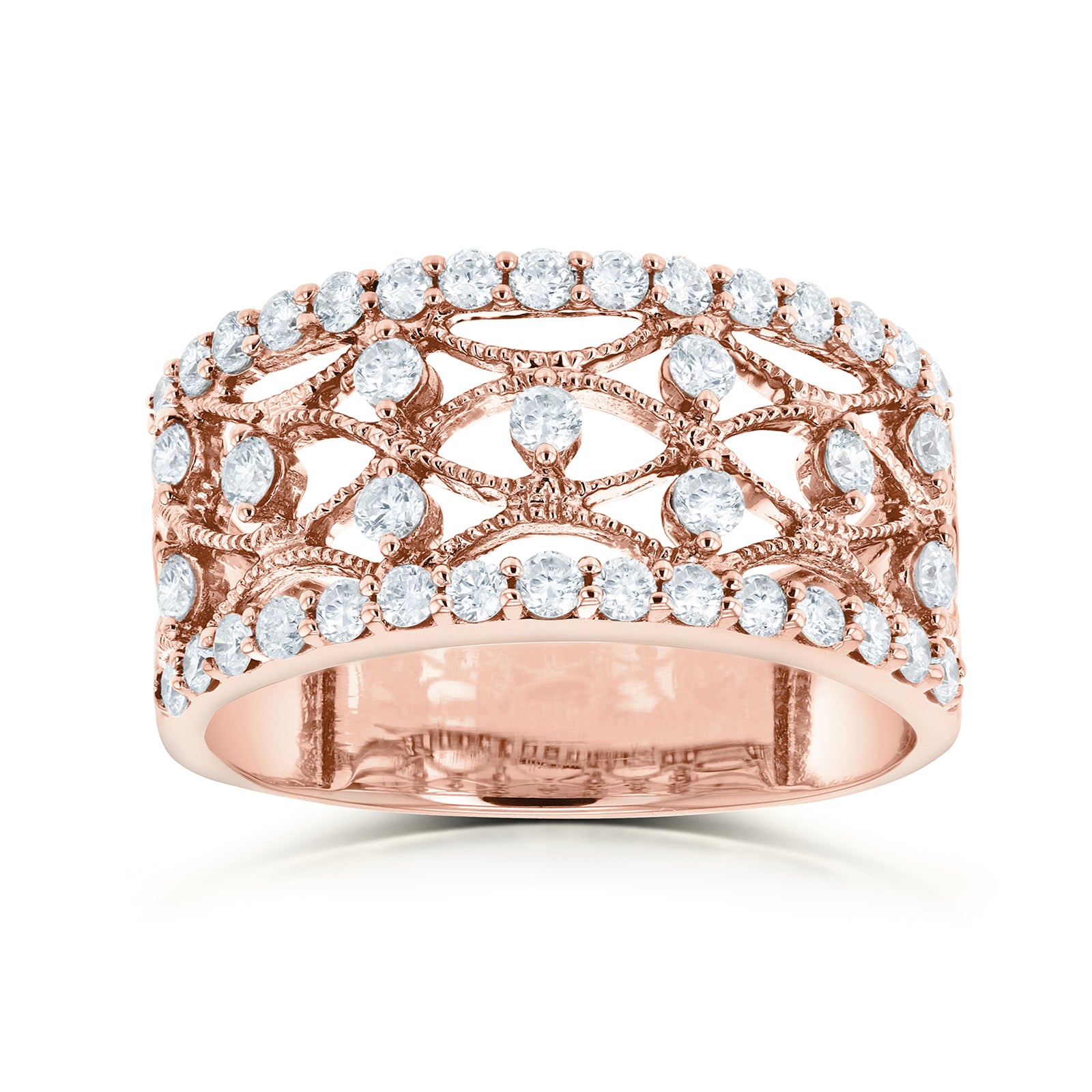 Diamond vines milestone ring in rose gold