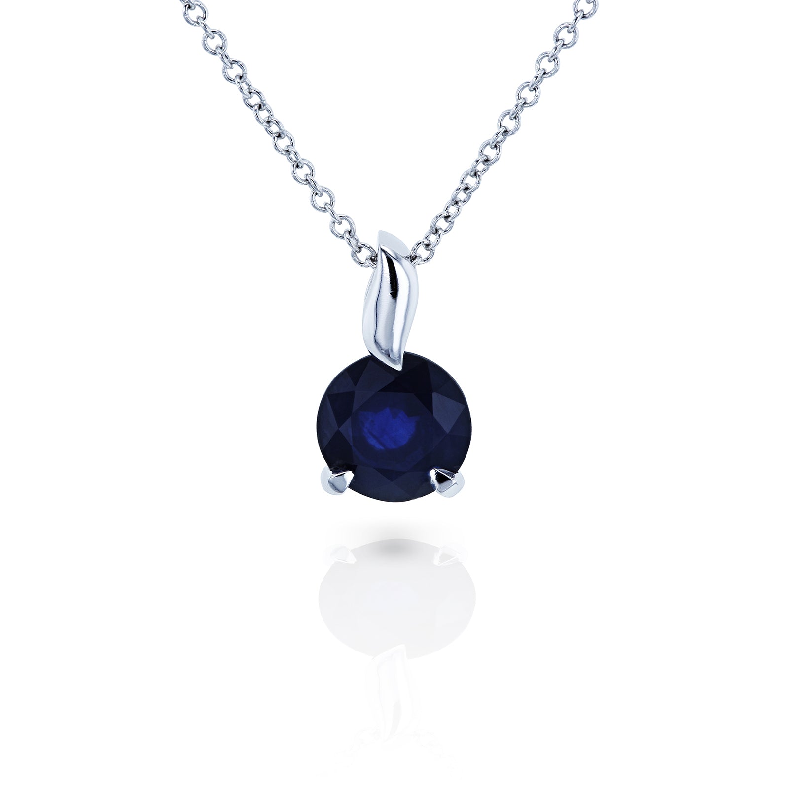 1.4 Carat Blue Sapphire Leaf Bail Necklace