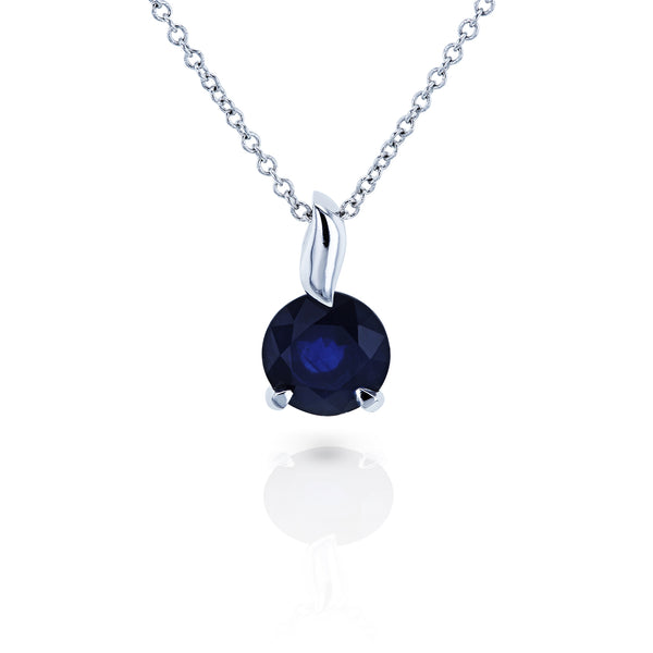 1.4 Carat Blue Sapphire Leaf Bail Necklace