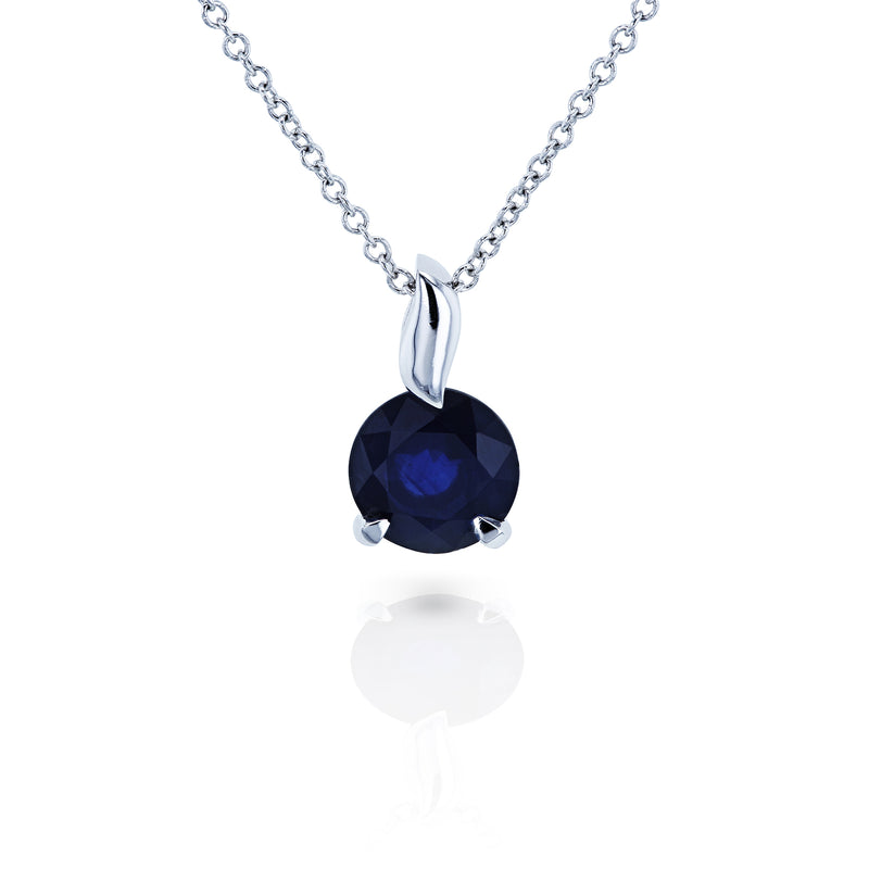 1.4ct Leaf Bail Necklace - Blue Sapphire