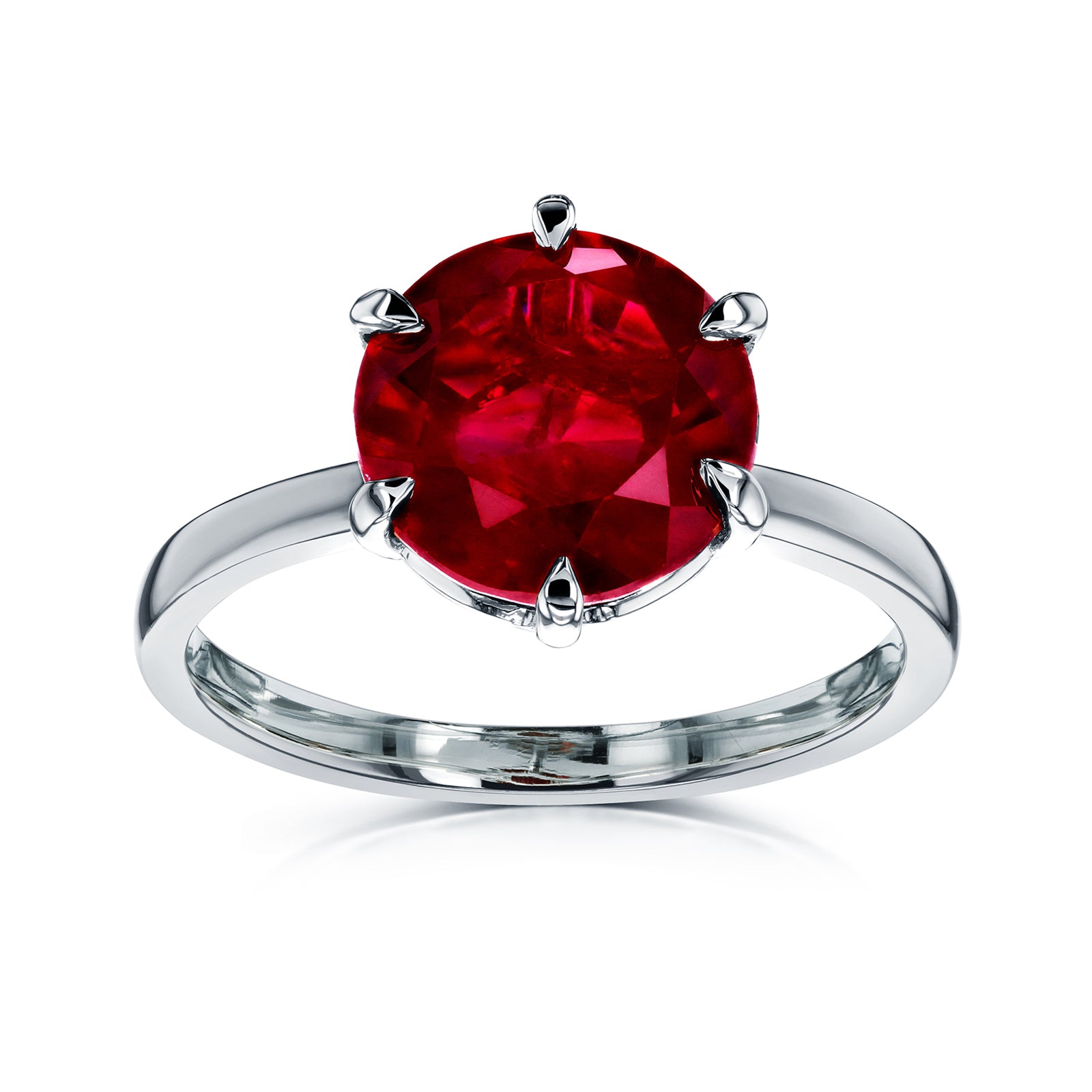 red dress ring 9ct Gold Created Ruby & Diamond Emerald Cut Dress Ring in Red