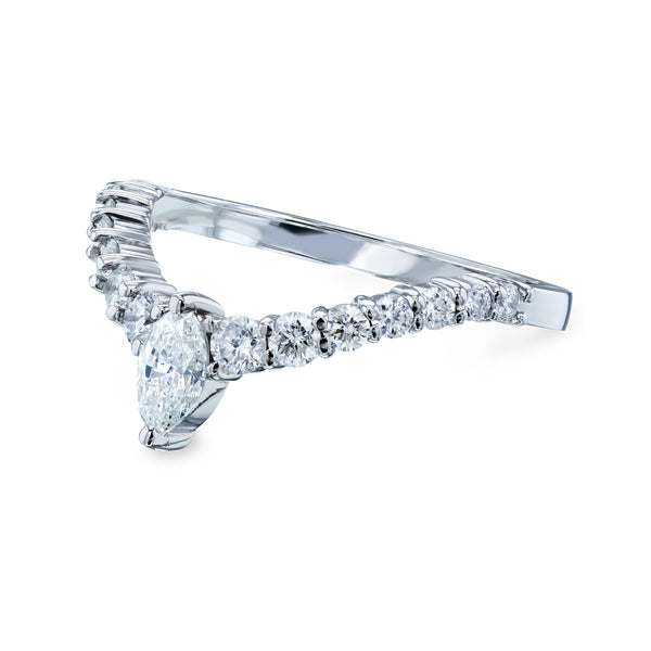 Chevron Marquise Point Diamond Ring