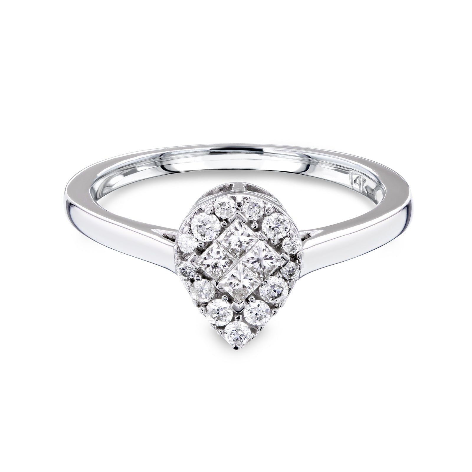 0.25 Carat Natural Diamond Pear Cluster Promise Ring