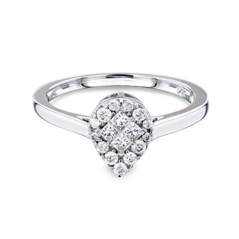 0.25 Carat Natural Diamond Pear Cluster Promise Ring