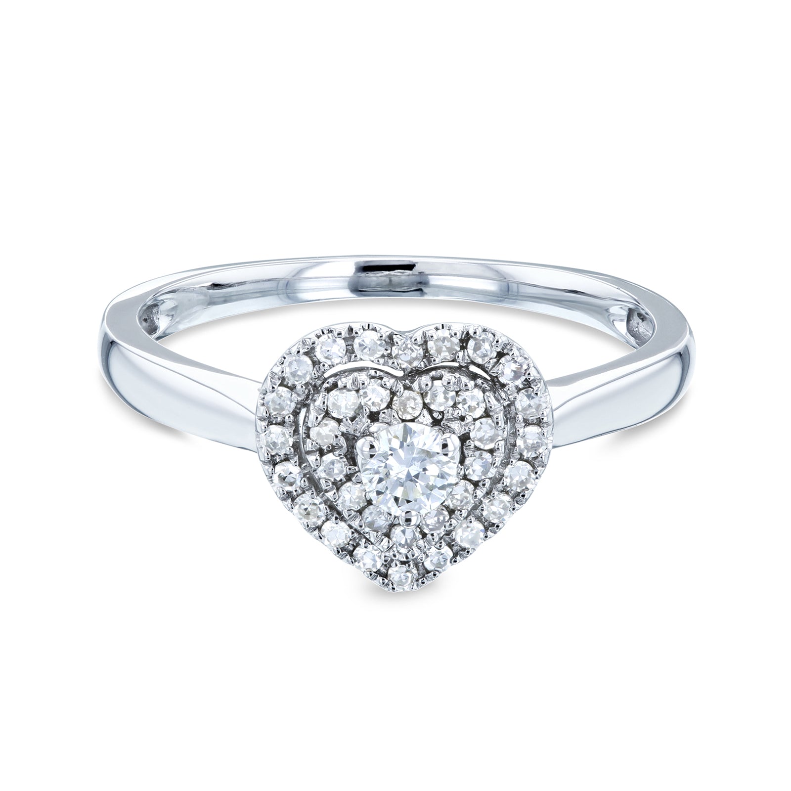 0.2 Carat Natural Diamond Heart Cluster Ring