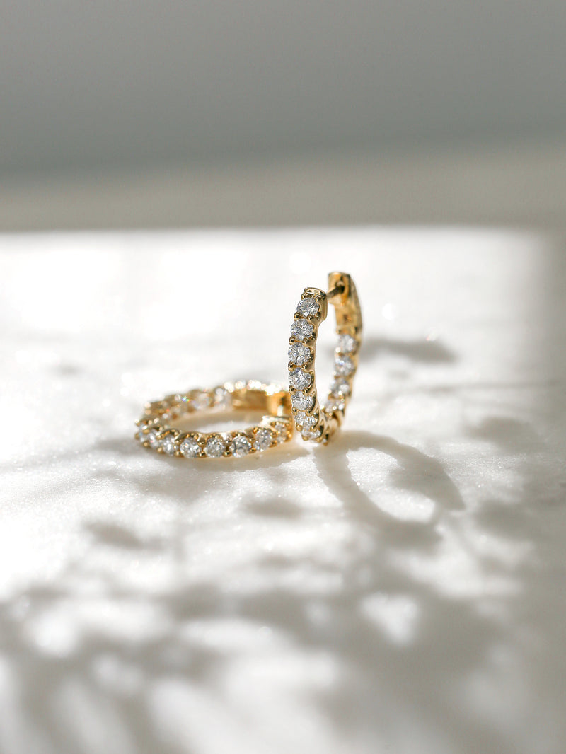 1 Carat Huggie Diamond Earrings 14k Gold