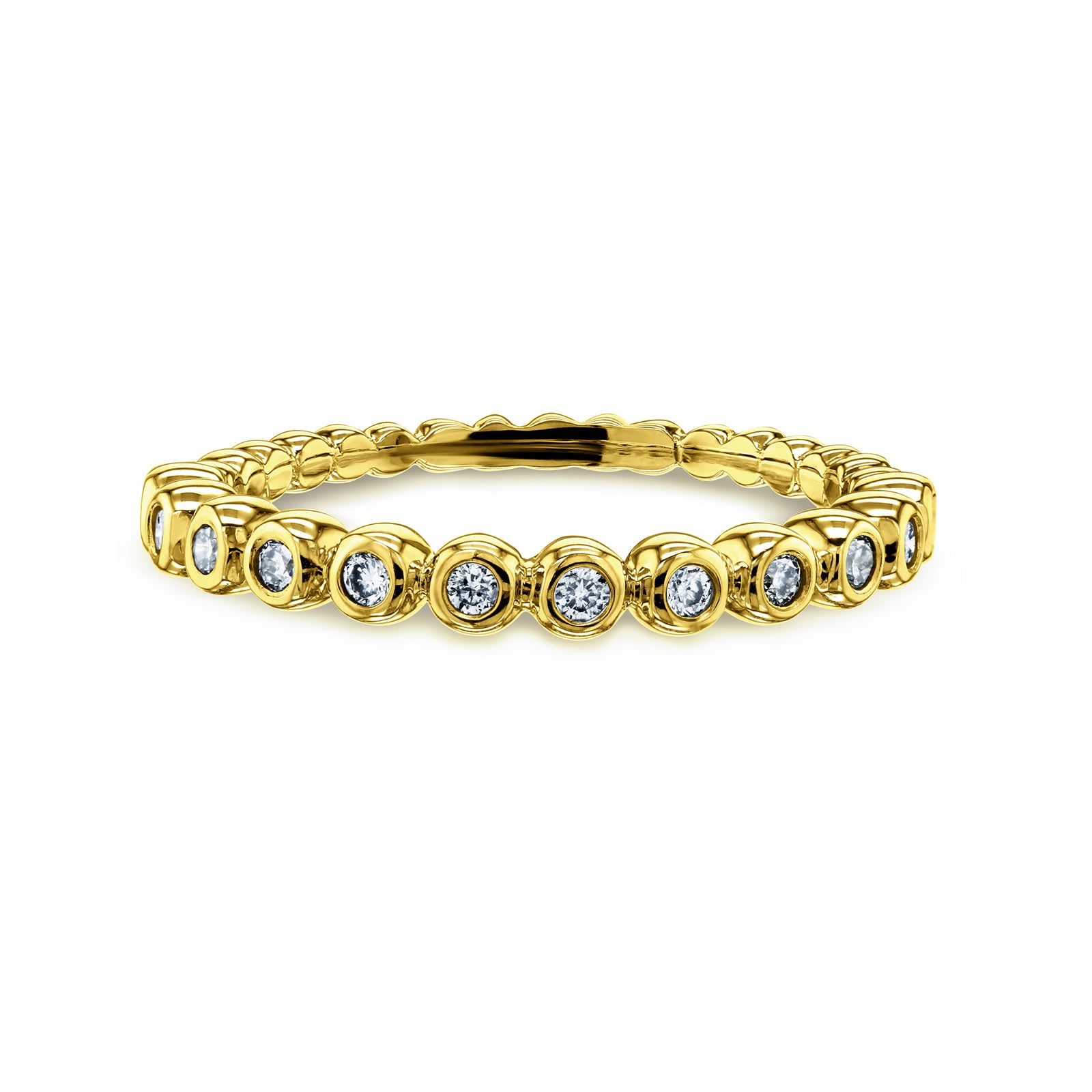 Kobelli Ribbed Bezel Diamond Band 10k Yellow Gold