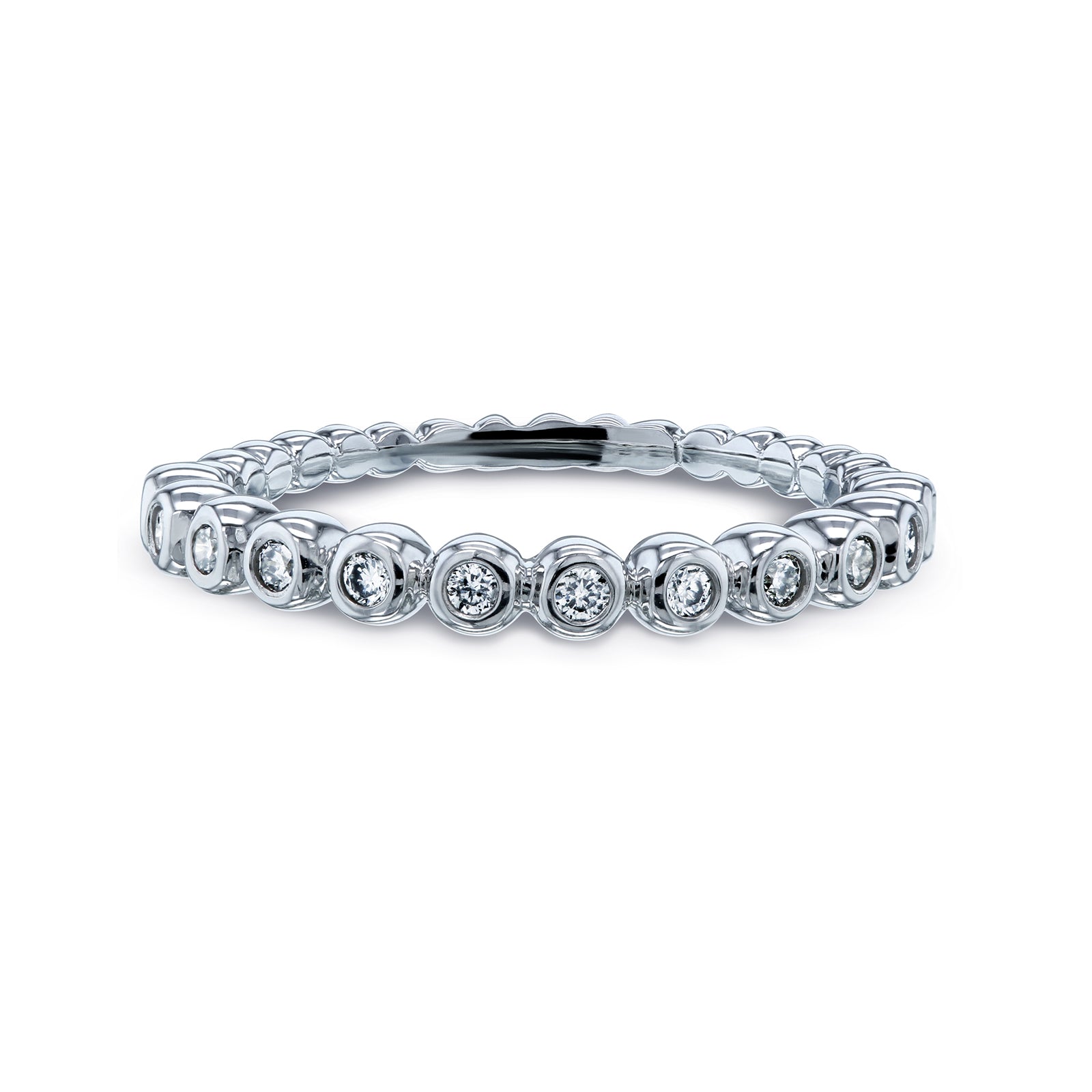 Kobelli Ribbed Bezel Diamond Band 10k White Gold