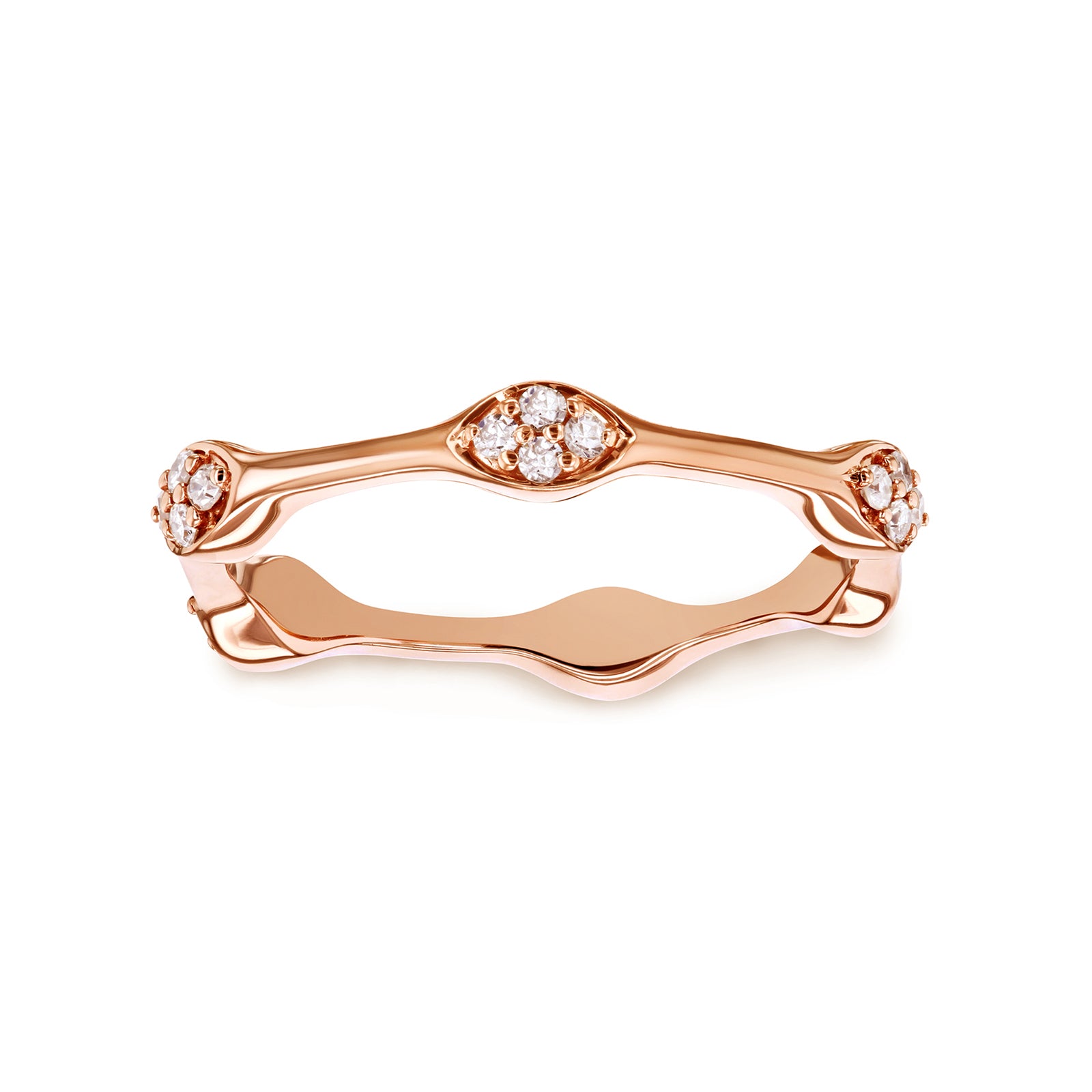 0.15 Carat Natural Diamond Stackable Wavy Ring in Rose Gold