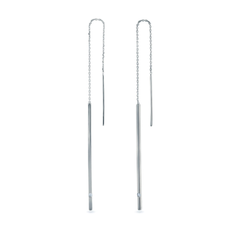 Kobelli Diamond Threader Stick and Chain Earrings