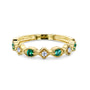Kobelli Alternating Emerald and Diamond Yellow Gold Ring