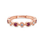 Kobelli Alternating Ruby and Diamond Rose Gold Ring