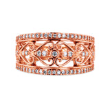 Lambeth Scrolls Vintage Fashion Diamond Rose Gold Ring