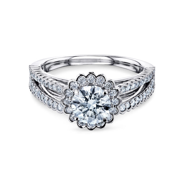 1.55ct Natural Scalloped Halo Ring