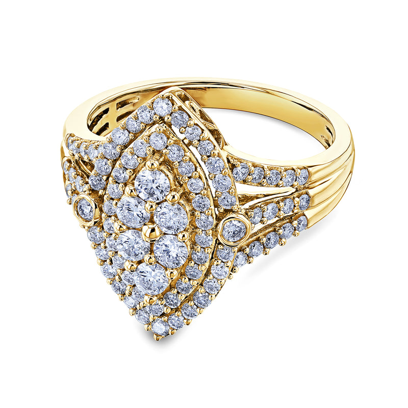 Carat Marquise Cluster Split Shank Diamond Ring 10k Yellow Gold