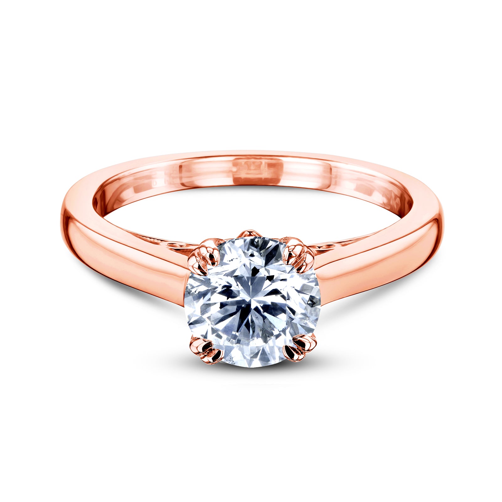 1 Carat Natural Diamond Solitaire Double Prong Volutes Ring