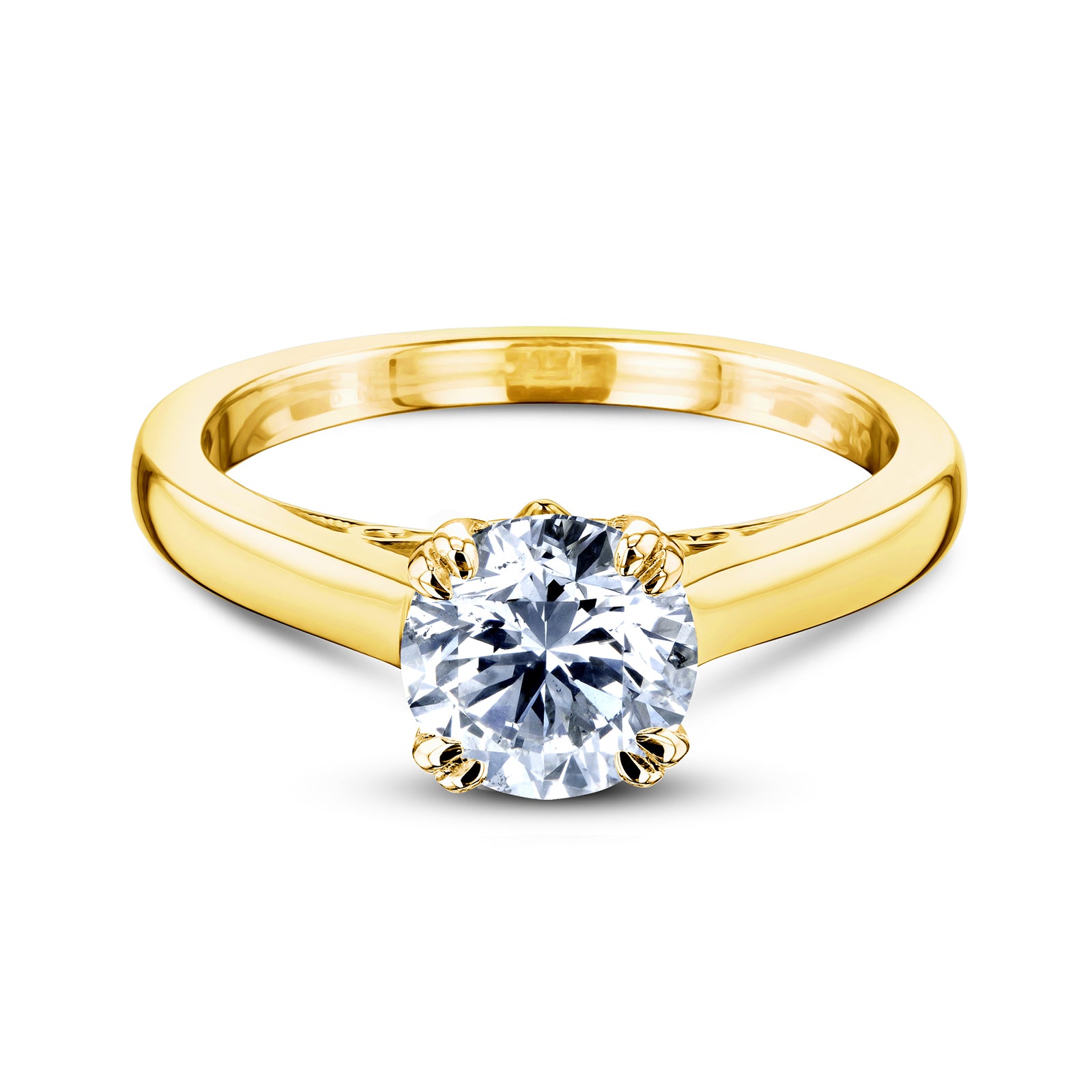 1 Carat Natural Diamond Solitaire Double Prong Volutes Ring