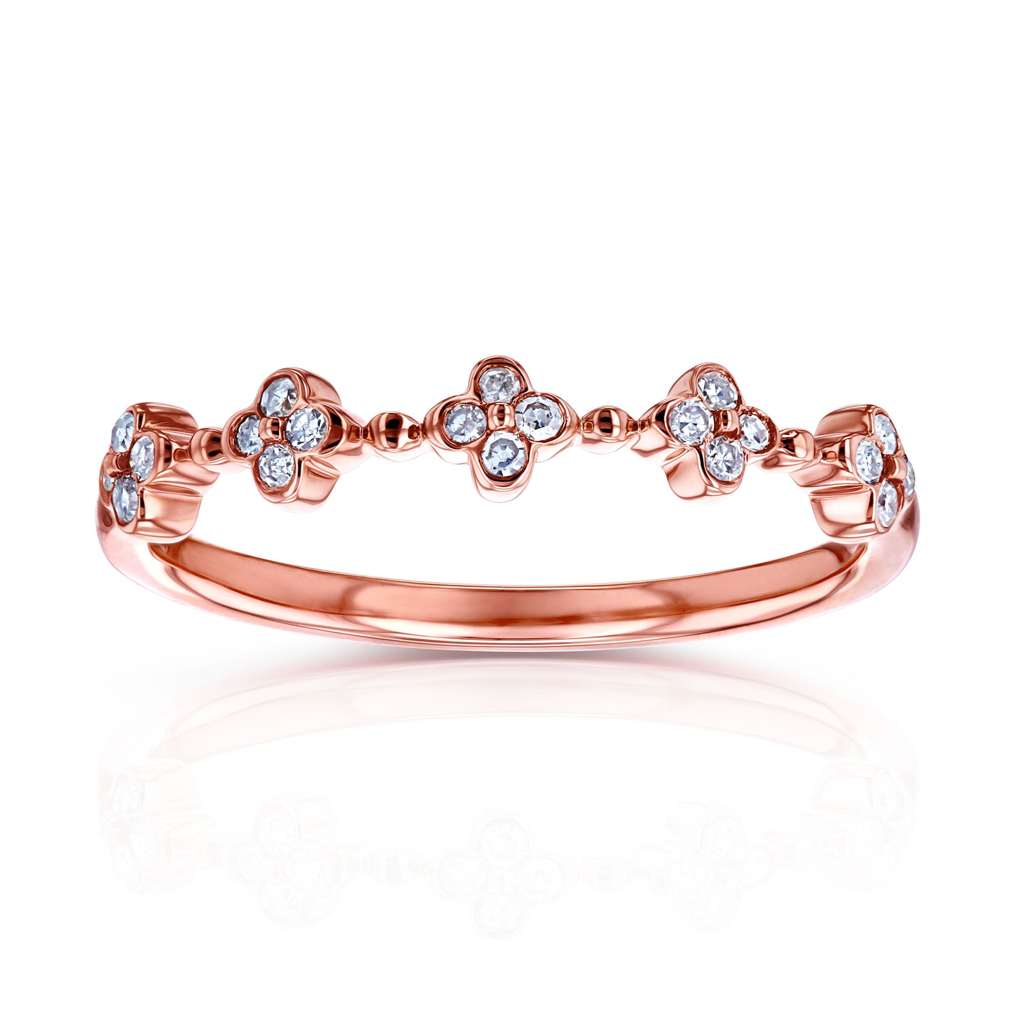 0.1 Carat Natural Diamond Four Petal Pattern Ring
