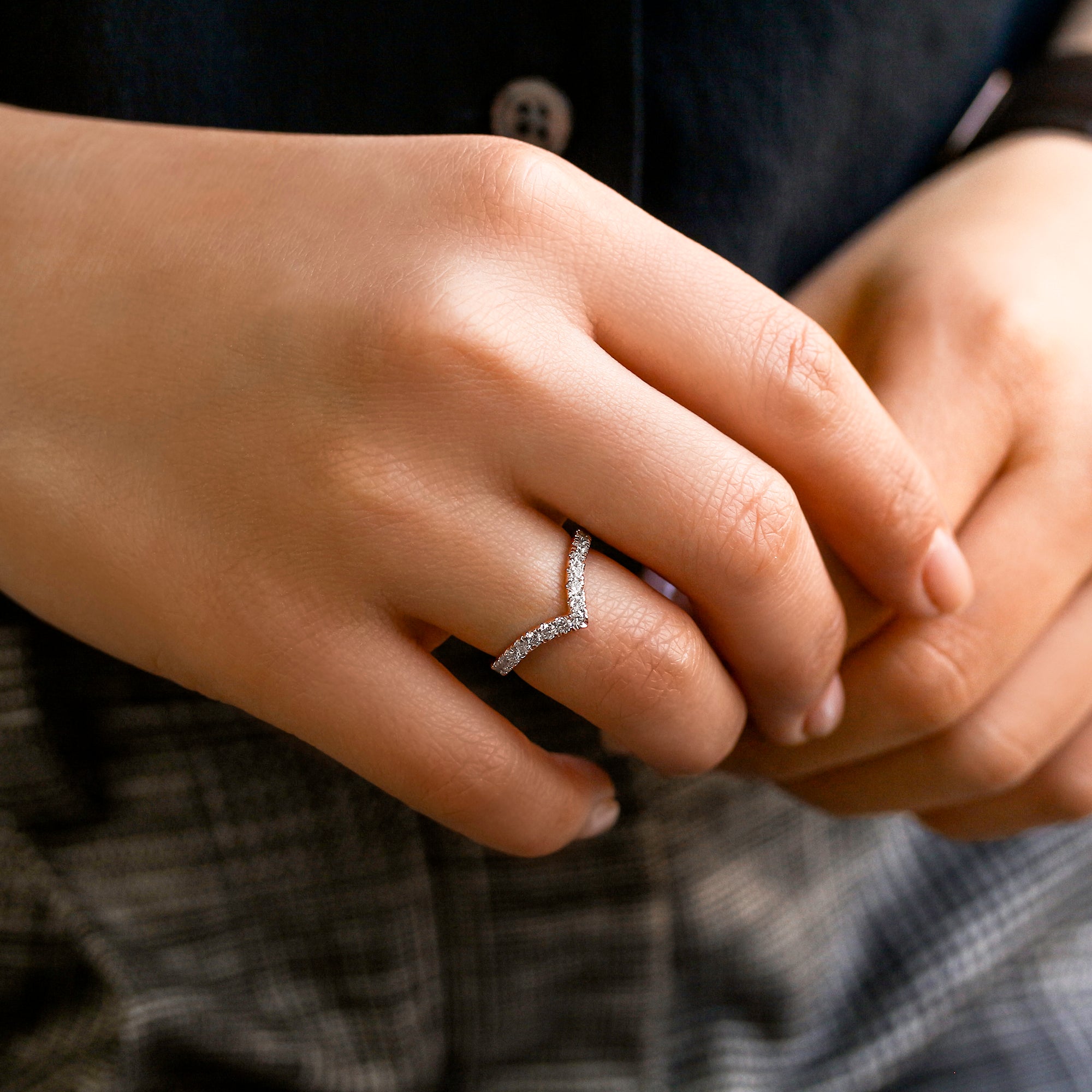 0.5 Carat Natural Diamond Chevron Ring